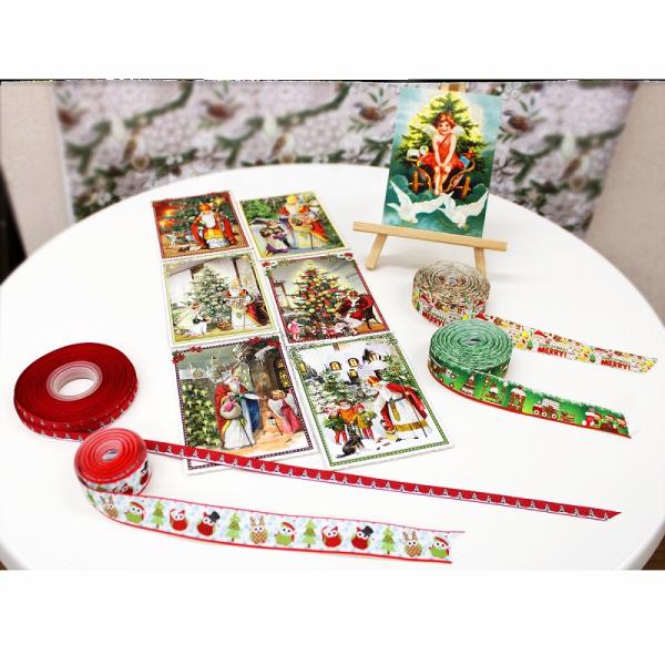 ドイツ製 【クリスマス】 ポストカード 12枚 セット ラメ＆ダイカット (サンタクロース) 【天使...