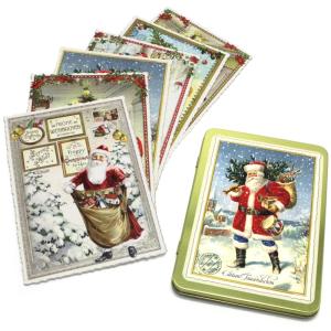 クリスマス　ダイカットポストカード【サンタクロース】　12枚入BOXセット　ドイツ製｜zakkarobin