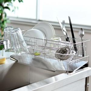 水切りカゴ ラック ステンレス 水切り 47 スリム 食器 水切り 大容量 箸立て グラススタンド 箸水切りザル 省スペース 日本製