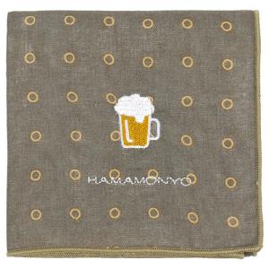 ビール　日本　おみやげ　にっぽんハンカチ　ガーゼ　刺繍　リバーシブル　日本製｜zakkaswitch