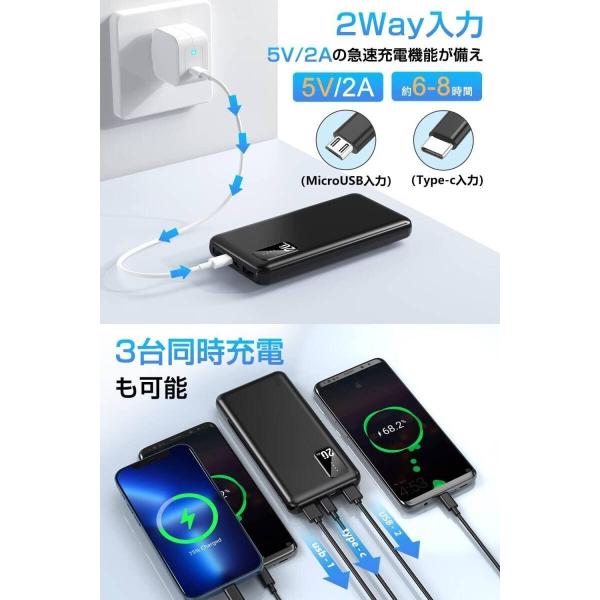 [YON-A60307286] モバイルバッテリー 20000mAh 大容量 同時充電可 type-...