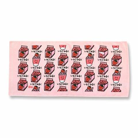 おえかきさん フェイスタオル　いちごみるくさん ピンク