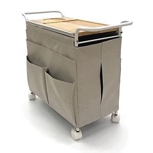 サキ 手荷物入れ セルフワゴン メッシュ×レザー調 PVC ホワイト R-358