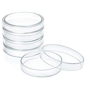 Huanyu シャーレ ペトリ皿 ガラス製 90mmx18mm 蓋も含め 5個セット 耐熱400℃ 高ホウケイ酸 細胞 培養用 研究室用 実験用