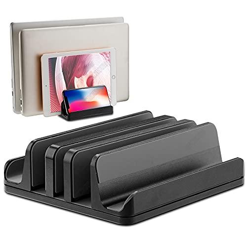 BECROWM ノートパソコン スタンド 縦置き pcスタンド 縦置き 5台収納 幅調整可能 パソコ...