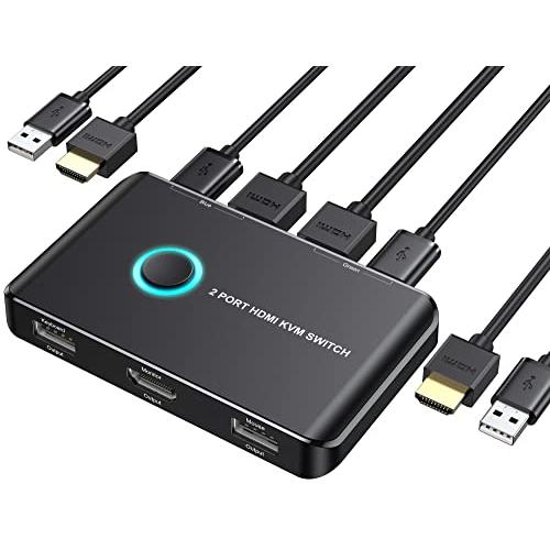 KVMスイッチ、ABLEWE HDMI KVM切替器 2入力1出力 PC切替器 4K解像度 HDモニ...
