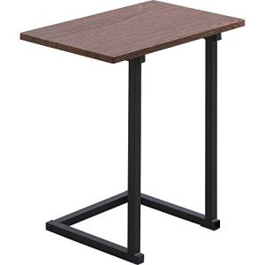 アイリスオーヤマ テーブル サイドテーブル コの字型デザイン 木目調 ブラウンオーク/ブラック 幅約...