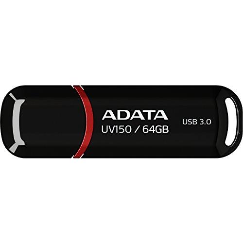 ADATA USBメモリ 64GB USB3.0 キャップ付 ブラック AUV150-64G-RBK