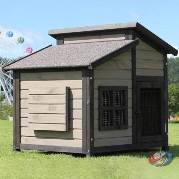 無垢材犬小屋 屋外防水 大型犬ケージ 犬用サークル ８４×７４×８０ ピークル 中大型犬の屋外ハウス...