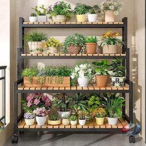 フラワースタンド 観葉植物ラック 2段/3段 キャスター付ピークル 室内屋外OK 錆びない植物棚 花台プランタースタンド おしゃれに飾れる 幅80/100/120cm