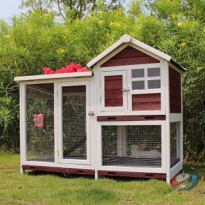 ペットケージ小動物ケージ　うさぎ小屋屋外対応　木製ピークル鶏小屋風ラビットケージ　コージーキャビン設計で安心　飼育スペースを整える