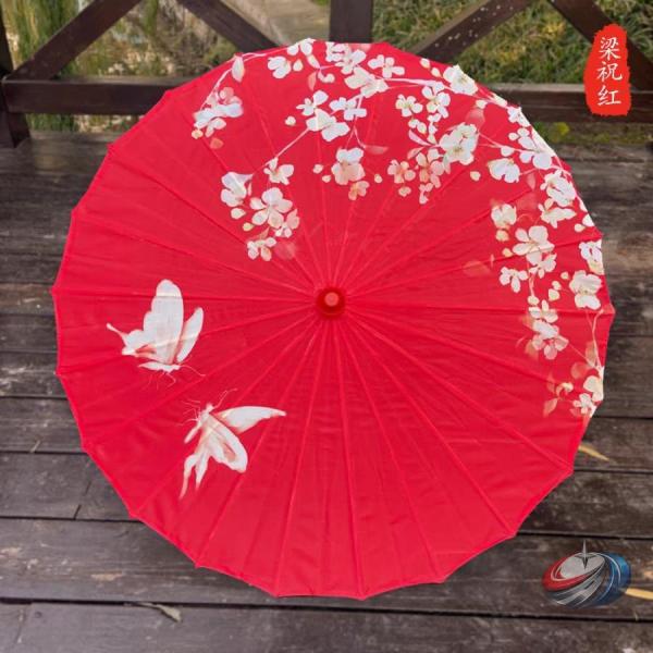 和傘 赤 花と蝶 晴雨兼用 ＵＶカット 木製柄 ピークル 撮影小物にも映える和風パラソル ゴシックク...