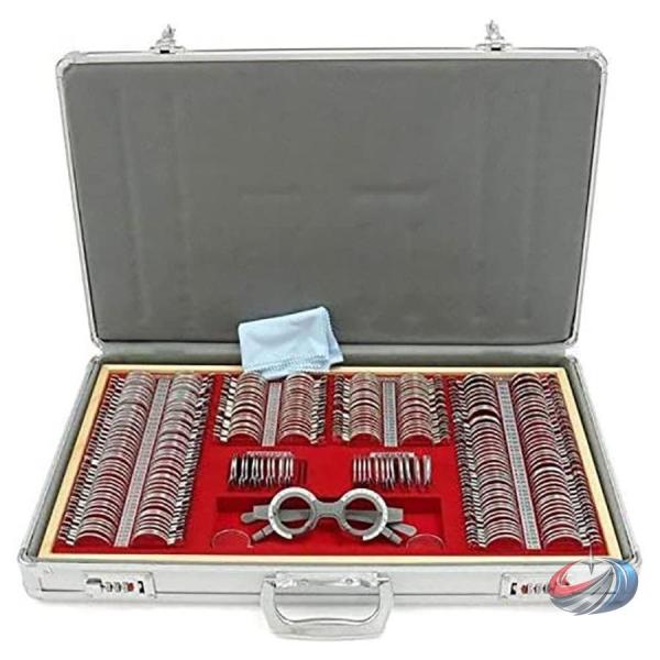 検眼トライアルレンズセット 266枚 視力検査用 ケース付き ピークル アイフレーム付属 メタルリム...