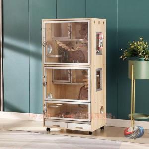 チンチラ ケージ 大型 小動物 ケージ ウサギ フェレット 猫用 ピークル 木製ハウス 車輪付きで移動楽々、引き出しトレイで掃除簡単な飼育ケージ