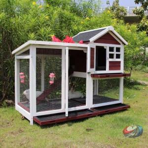 ウサギの巣飼育ケージ大型ピークル天然杉材の屋外用木製ペットゲージ、屋根付きで多頭飼いにも最適、可愛いデザインが魅力的なペットハウス