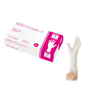 マツヨシ 使い捨て手袋 ニトリルグローブ ホワイト 粉なし 100枚入り 病院採用商品 (松吉医科器械) (S, 新パッケージ)