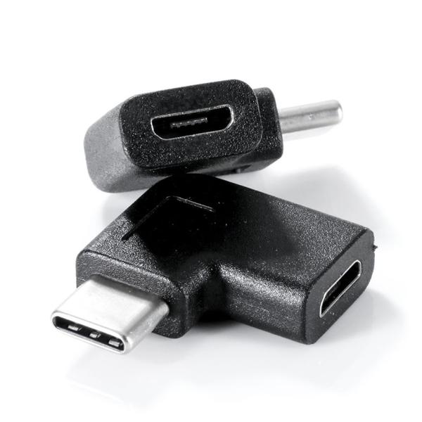 USB Type C to Micro USB 変換 アダプタ 90度角度付き L字型 USB-C ...