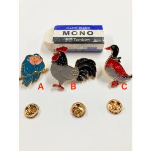 ピンズ ブローチ ピンブローチ 3種 鳥 オウム 鶏 鴨 雄鶏｜zakkayakaeru