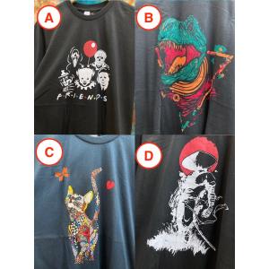 イカした柄Tシャツ メンズM/黒フレンズ  グレー恐竜 ネイビー猫 黒サムライ？ メンズS〜M アジアTシャツ パロディー メンズTシャツ｜zakkayakaeru