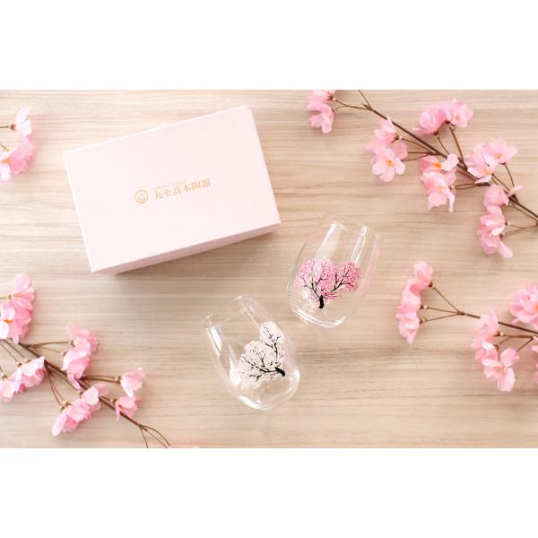 フリーグラスペアセットロックグラスタンブラーカクテルグラス丸モ高木陶器 冷感桜酒器誕生日プレゼントギ...