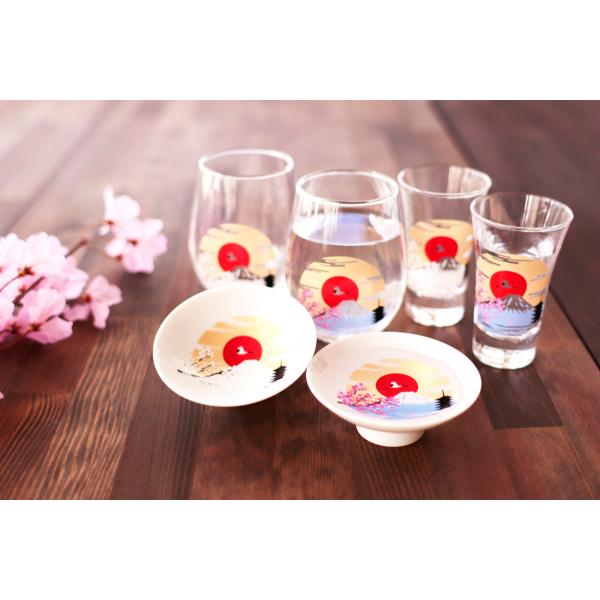 丸モ高木陶器冷感富士山 グラス天開ペアセット・フリーグラスペアセット・白平盃ペアセット ロックグラス...