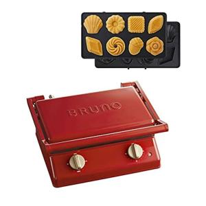 BRUNO BRUNO グリルサンドメーカー ダブル BOE084-RD（レッド）＋ミニケーキプレートセット ワッフル、ホットサンドメーカーの商品画像