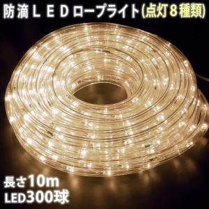 クリスマス 防滴 LED イルミネーション ２芯 丸型 ロープライト １０ｍ シャンパンゴールド  電球色 ８種類点滅 Ａコントローラセット｜zakkers223