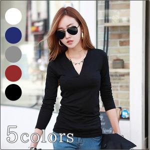 Tシャツ レディース Vネック タイトカットソー ロングtシャツ 長袖 ブラック レッド トップス レディース J1368ba Star Net 通販 Yahoo ショッピング