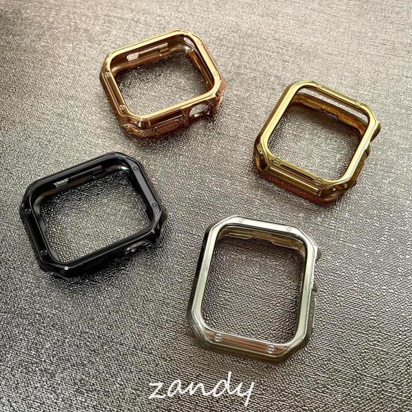 アップルウォッチ ケース カバー フレームカバー TPU ソフトケース 枠保護 メッキ Apple ...