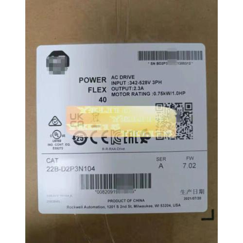 1PC 22B-D2P3N104 NEW POWERFLEX 40 ACドライブの黒字202122B...