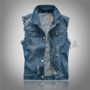 デニムベスト メンズ 折襟 ダメージ rose ノースリーブ