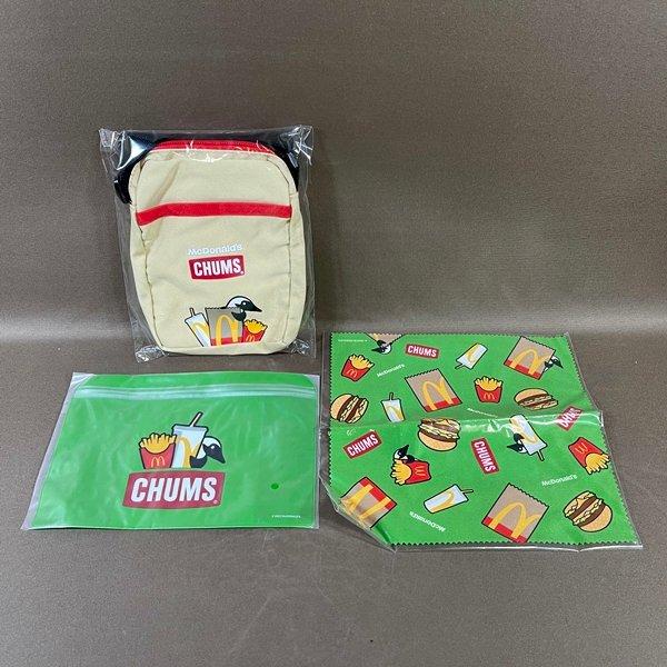 ZB959●未開封新品【 マクドナルド CHUMS ミニショルダーバッグ+ジッパーポーチ+クリーナー...