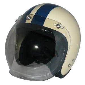 ZK-300（内装が洗える！） スモールジェット（アイボリー/ネイビーライン）+クリアミラーバブルシールド SG公認 全排気量対応
