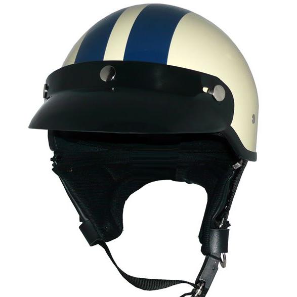 ZK-600 バイザー付きハーフジェット(アイボリー/ネイビーライン）SG公認 125cc以下対応 ...