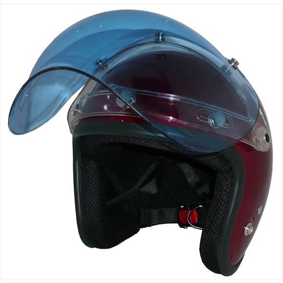 ZK-380 スモールジェット（キャンディレッド）+ブルーバブルシールド+フリップアップ 3点セット...