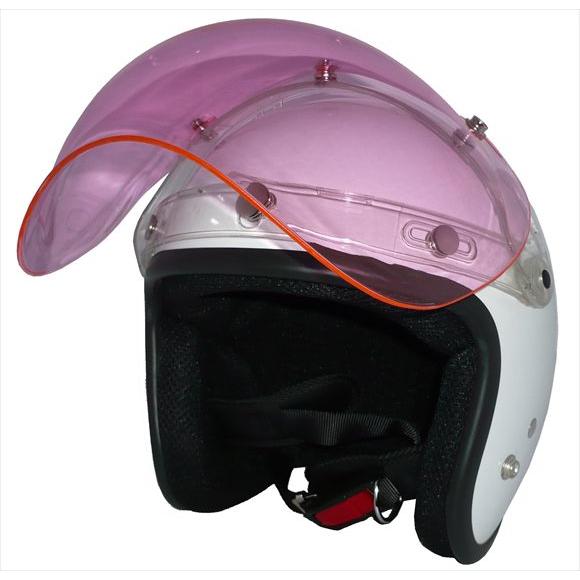 再入荷！ZK-380 スモールジェット（パールホワイト）+ピンクバブルシールド+フリップアップ 3点...