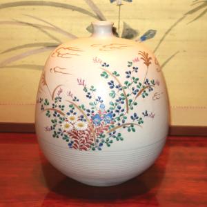 九谷焼の花瓶 8.5号寸胴花瓶 花鳥