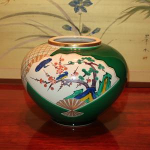 九谷焼 茶道具 香炉 細字 新古今和歌集毛筆 田村金星作 （限定品