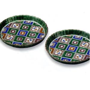 九谷焼 酒杯（平盃）ぐい呑み 酒器 古九谷風色絵双鶴図 （故）西田伸也