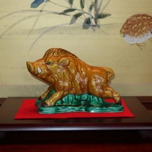 九谷焼 縁起置物 狛犬（一対）シーサー 緑彩 魔除け・除災の守り神