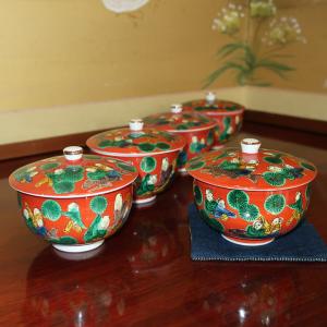 九谷焼 1482/中古・骨董/九谷焼 九谷木米 湯呑茶碗 2点 ※色絵 金彩