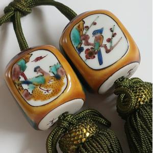 九谷焼 縁起置物 狛犬（一対）シーサー 緑彩 魔除け・除災の守り神