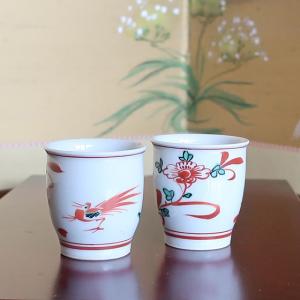 九谷焼 ぐい呑 赤絵細描波千鳥文 / 福島礼子｜ 酒器 盃 ぐい呑 人気