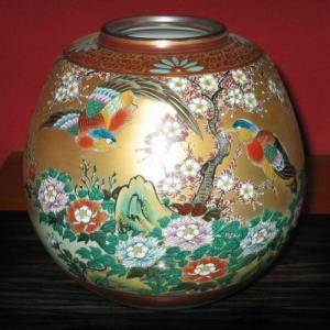 九谷焼 花瓶 陶器 古九谷風 糠川清章（はせがわせいしょう）作