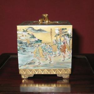 九谷焼 茶道具 香炉 細字 新古今和歌集毛筆 田村金星作 （限定品