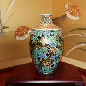 九谷焼 花瓶 陶器 伝統工芸九谷焼作家 花生 古九谷絵変 三代 三ツ井為