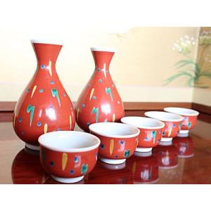 九谷焼 1481/中古・美品/九谷焼 九谷木米 酒器セット 徳利（銚子）2点