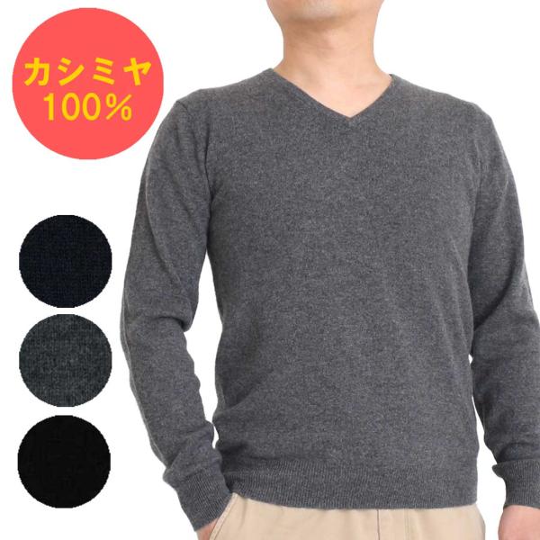 カシミヤ 100％ 無地 Vネック セーター メンズ 軽くて 暖かい 12ゲージ カシミア V首 プ...