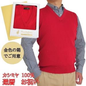還暦 祝い カシミヤ 100% Vネック セーター メンズ (60歳) 御祝