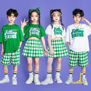 チアリーダー 夏 キッズダンス衣装 ヒップホップ HIPHOP トップス パンツ 子供服 韓国 ステージ衣装 キッズ ジャズダンス ダンスウェア 練習着 体操服｜zebra-shop